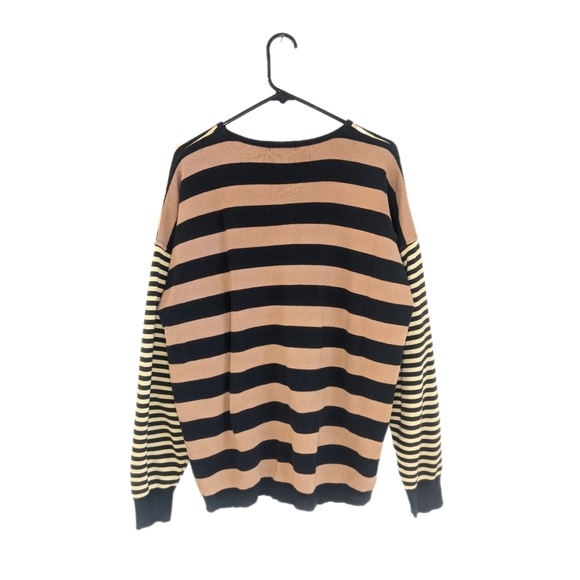 Vintage 90s Color Blocked Striped Oversized Sweater - Picture 2 of 9